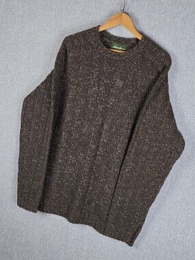 Eddie Bauer Heritage 100% Wool Brown Sweater Mens Sz XL TALL
